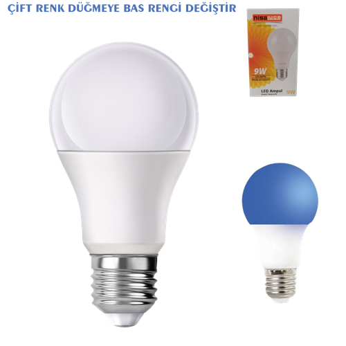 NİSALUCE ÇİFT RENKLİ LED AMPUL 9+2 W BEYAZ MAVİ
